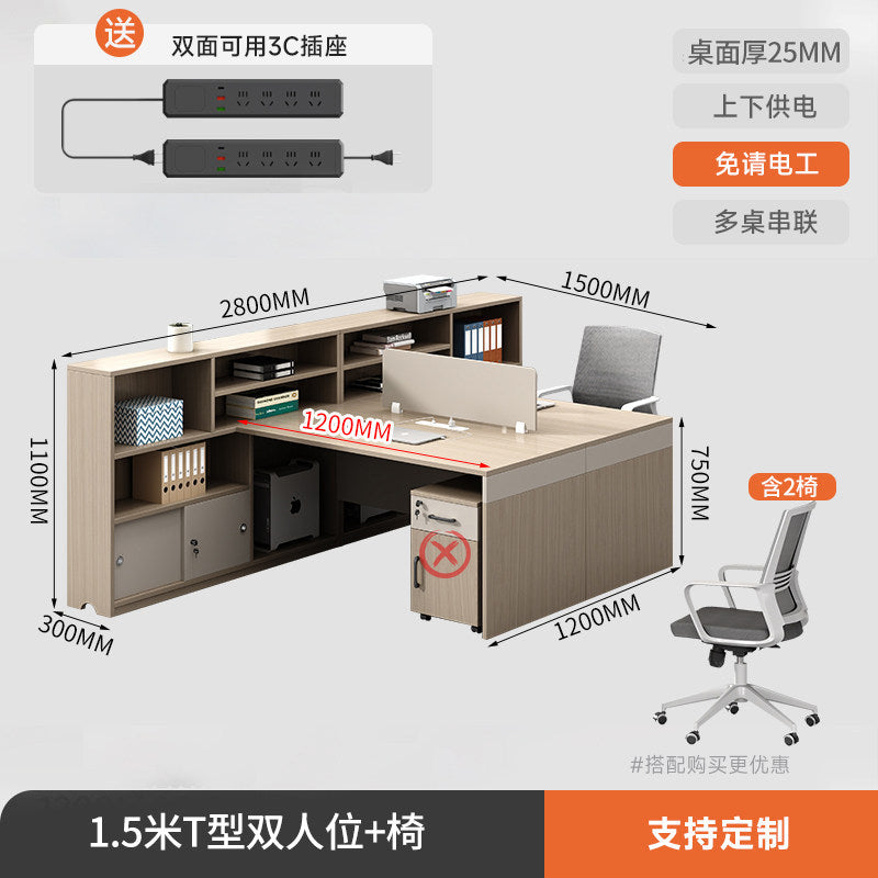 Saint li minimalist modern office desk and chair set - office financial partition cubicle - six-seat employee workstation