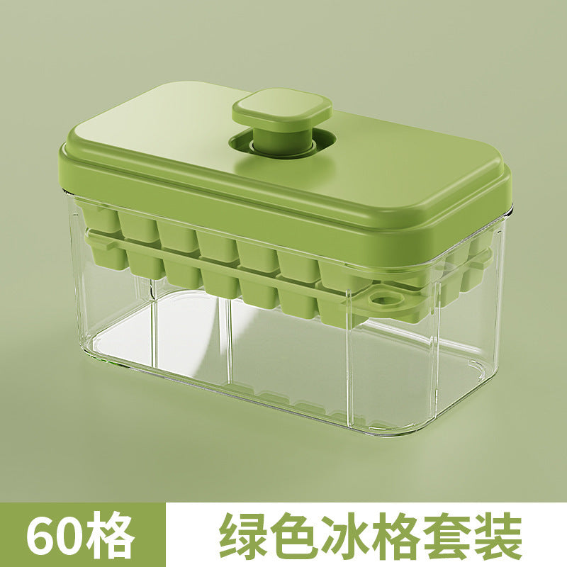 Frozen ice cube mold Household pressing food-grade ice-making artifact with lid Homemade ice grid ice box Refrigerator ice box