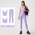 Naked fitness suit women's bubble wrap push up breast fitness bra high waist peach hip yoga suit women's suit