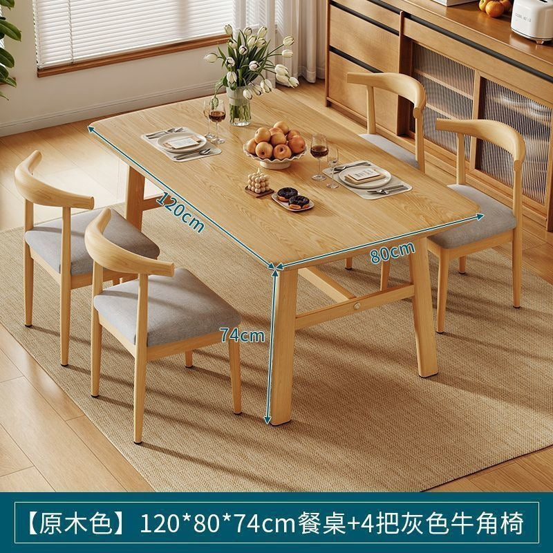 Dining table and chair combination small apartment for home rectangular table and chair commercial breakfast shop dining table and chair fast food restaurant iron horn chair