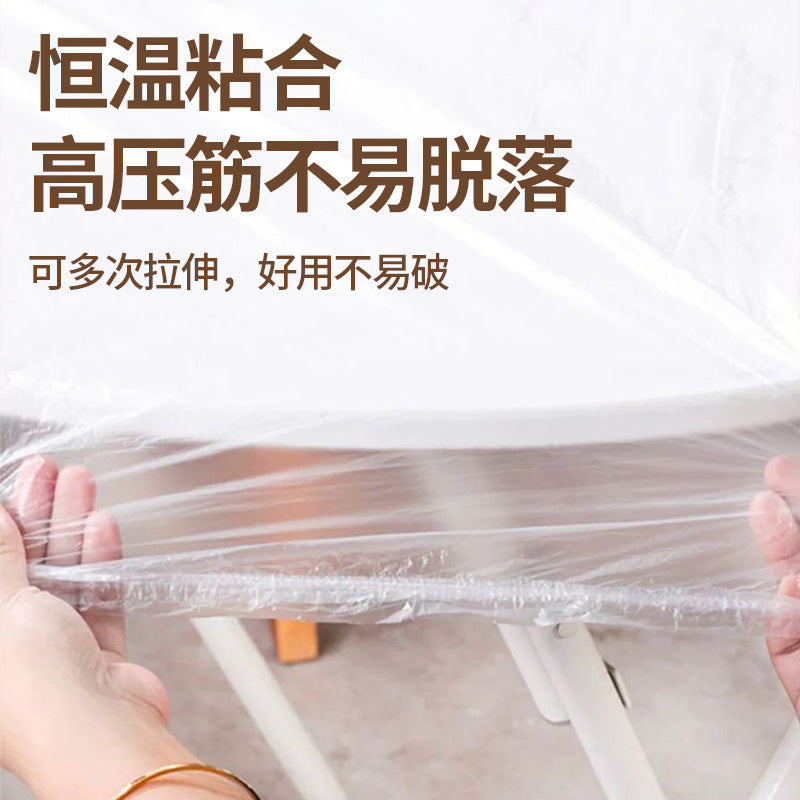 Disposable tablecloth with elastic drawstring for round and rectangular tables - plastic film table cover - red & white