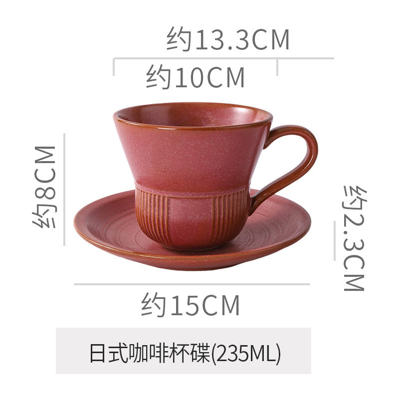 Creative trumpet shape clay coffee cup latte latte cup japanese style chinese ancient style plate plate for home mug