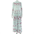 European and american style ins cross-border pleated fresh printing work clothing a-line skirt round neck long sleeves waist outdoor dress women's clothing