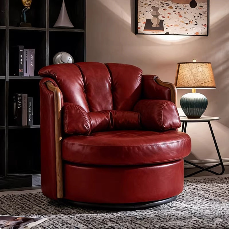 Second-hand style rotate casual chair armchair tea main chair living room study casual chair accessible luxury full cowhide office chair