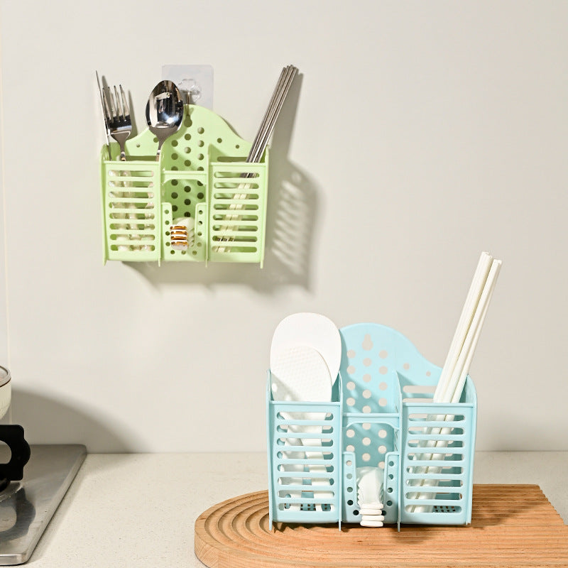 Chopstick cage for home multi-function drain rack chopstick barrel kitchen tableware spoon storage box can be wall mounted no punching