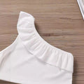 new arrival: european and american trendy baby girl's summer ruffle one-shoulder pleated lightweight one-piece tank top for infants and toddlers