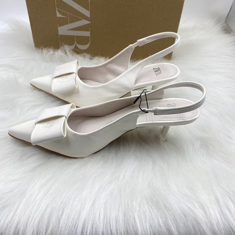 Za premium high heels for women, 2025 spring/autumn new collection, pointed-toe stiletto heels, professional pumps, patent leather nude closed-toe sandals