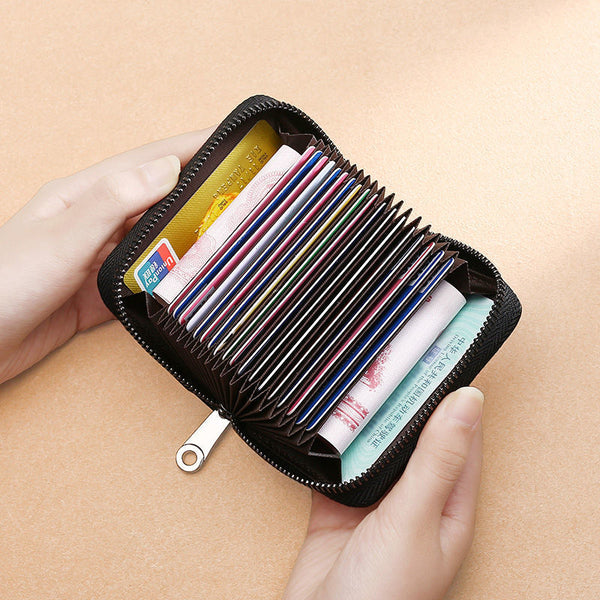 Card bag, men's real soft leather, multi-card ID card, large-capacity bank card holder, small women's card holder.