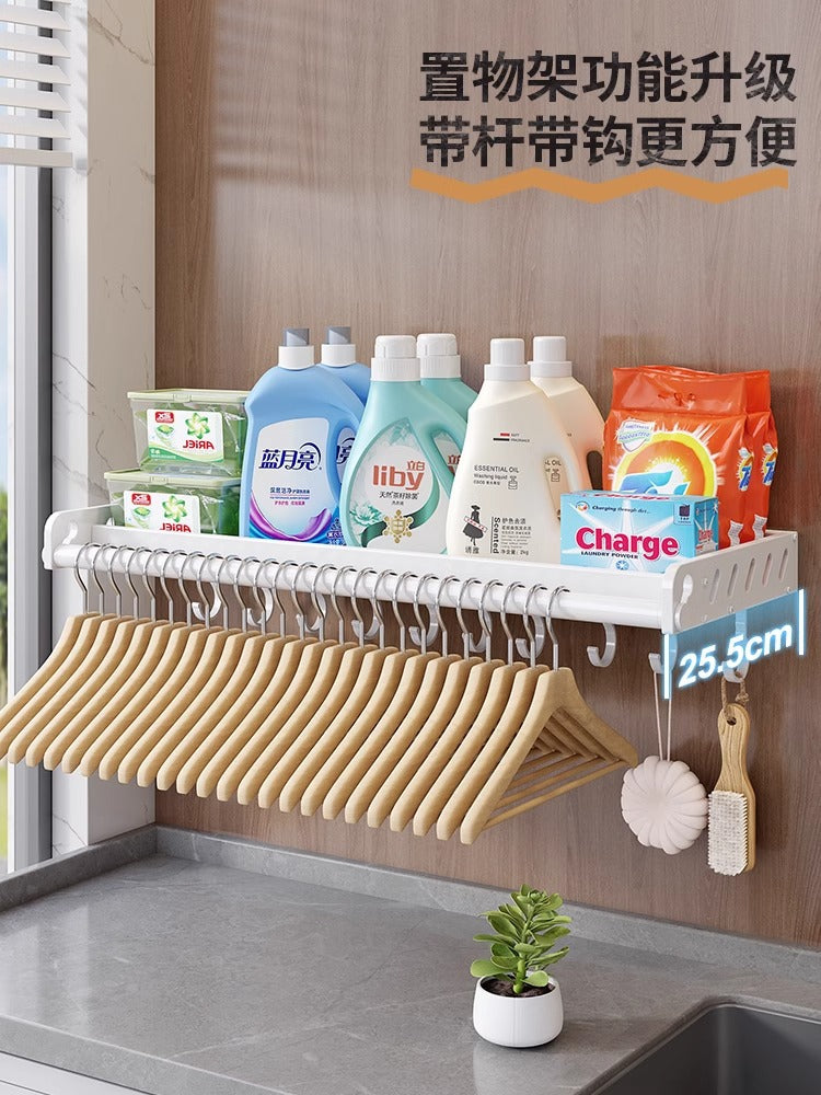 White balcony, washing machine rack above the laundry pool, no punching, wall hanging, living room, bedroom, flower storage shelf