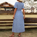 european and american cross-border hot seller:  summer new arrival - digital print short sleeve v-neck casual printed dress