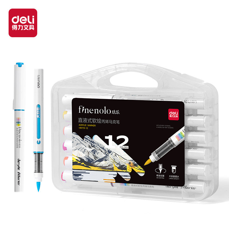Deli Direct Liquid Soft Painting Acrylic Marker Large Capacity Not Easy to Transmit Color Can Stack Color Soft Head For Art Students