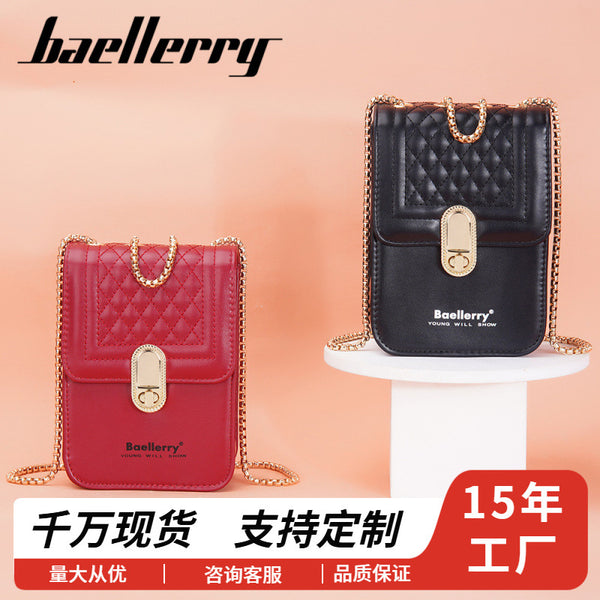 Versatile new  Versatile imitation leather mobile phone bag women's rhombus lock single shoulder crossbody small satchel chain women's bag