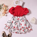 Girls' printed princess dress - red, stylish baby outfit, foreign trade chiffon, little girl's clothing, children's skirt, cross-border e-commerce