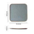 Vintage rustic ceramic steak plate - unique square plate with rim for home, restaurant, hotel, and dessert presentation