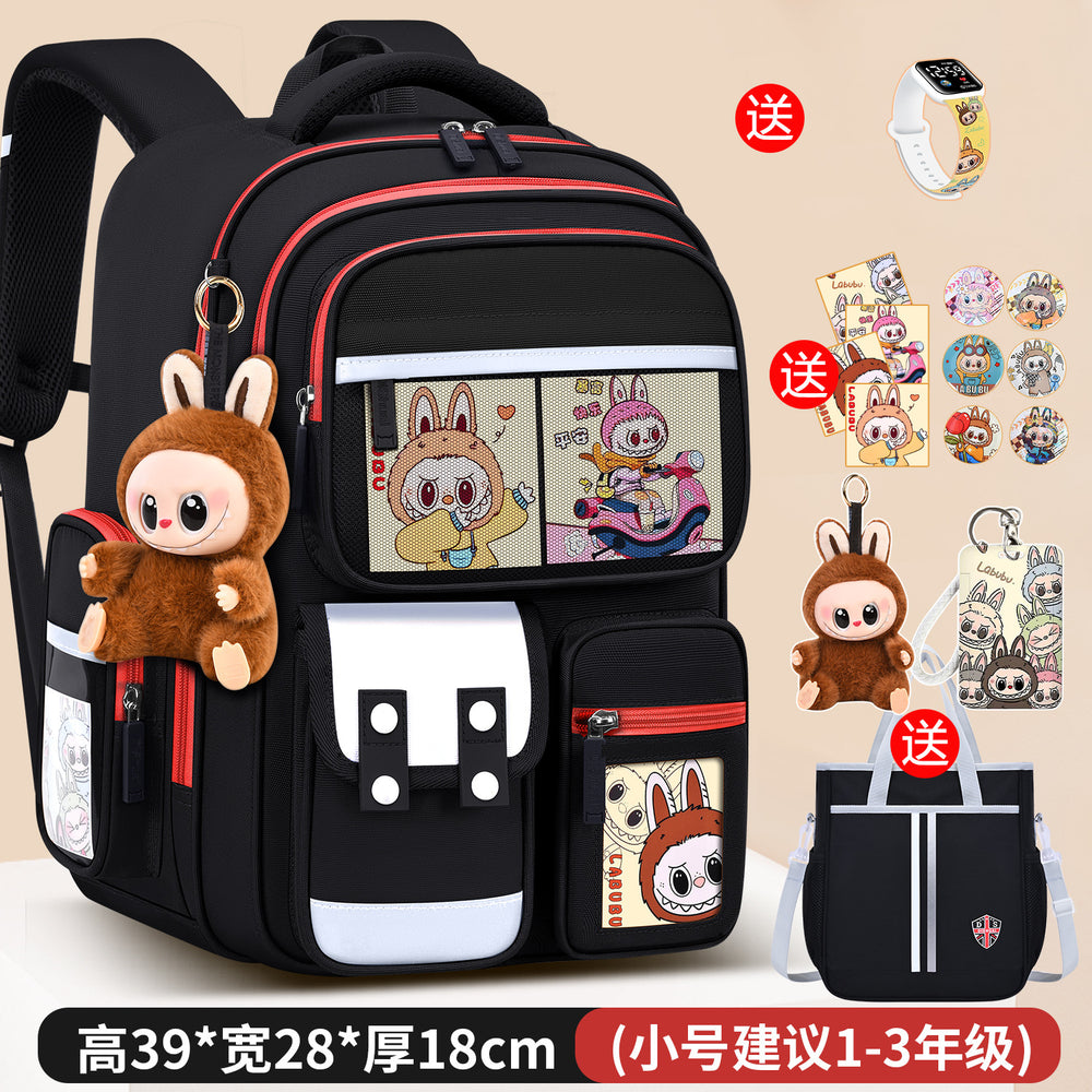 Labubu backpack - new 2026 model for elementary school students (grades 1-6). lightweight, spine-protecting, and load-reducing design for boys and girls