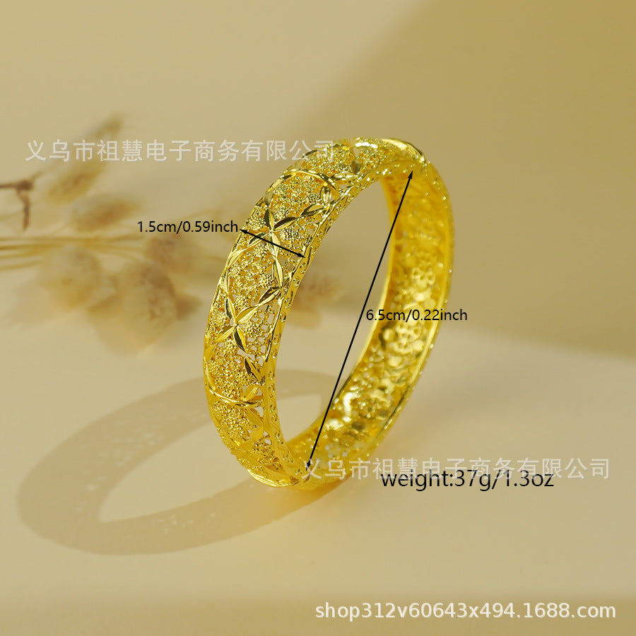 dubai-style gold-plated floral bangle for women, perfect as a summer beach party or birthday gift