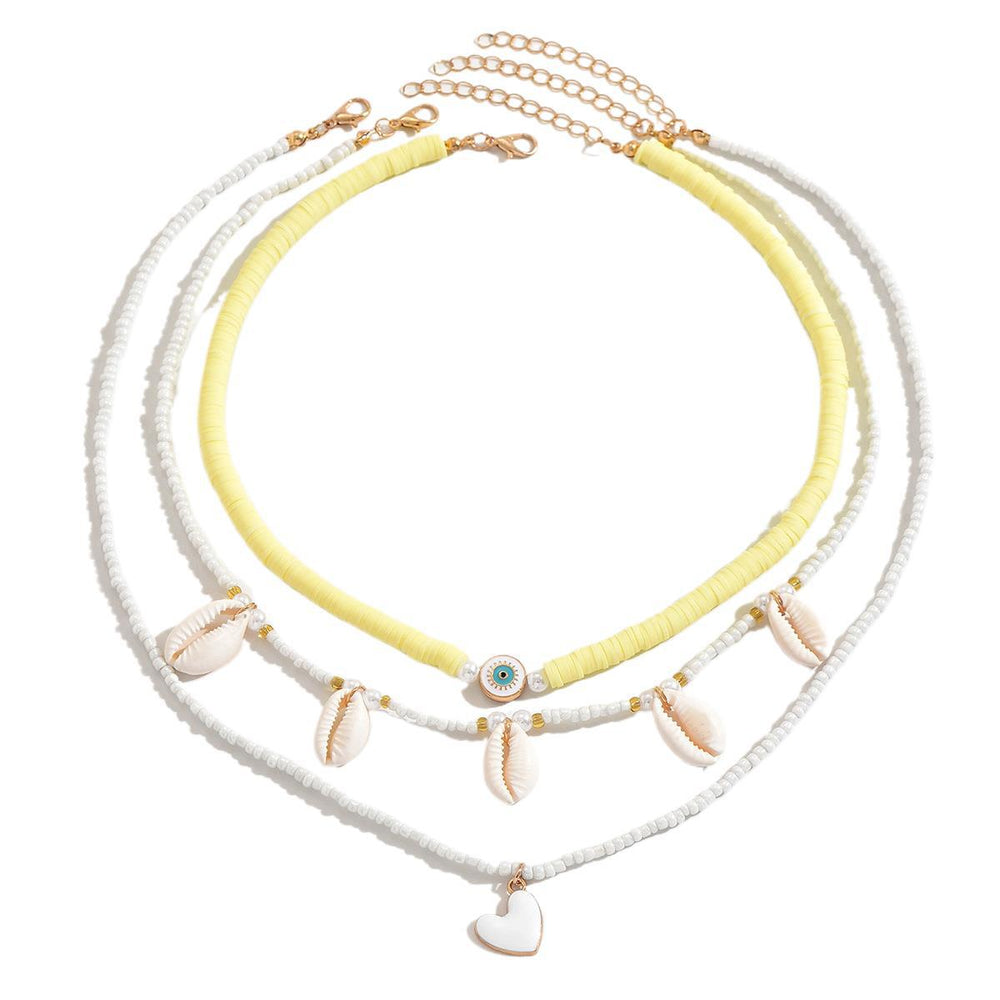 Bohemian seaside necklace wholesale european and american cross-border beach style necklace women's fishtail shell love pendant