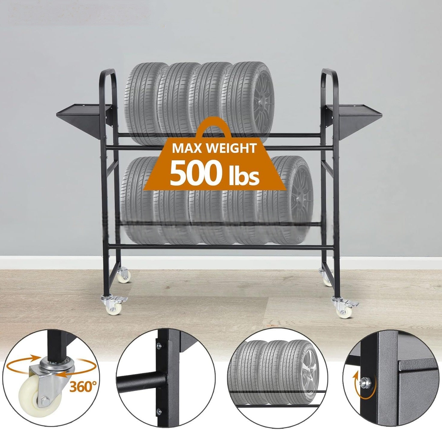 Source Factory Auto Repair Shop Tire Oil Storage Rack Mobile Tire Storage Rack 4S Shop Tire Display Rack