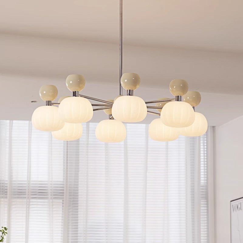 Full spectrum cream wind living room chandelier French pumpkin bedroom master bedroom light retro study light Zhongshan lighting package
