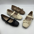 Plus size square toe elegant lace-up mary janes with bow detail - sweet, soft sole, versatile flats