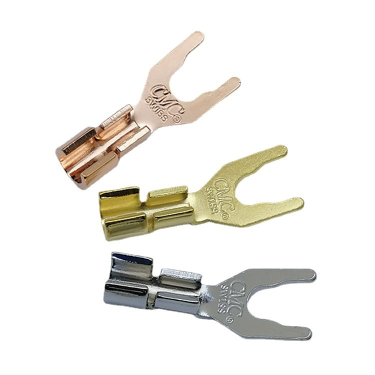 Welded clamp type CMC copper Y connector, speaker U-connector, audio mixer banana head terminal block