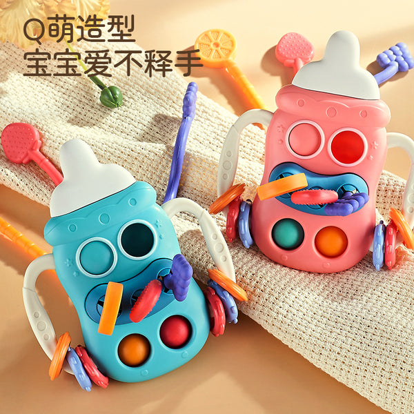 hot-selling baby bottle Lala Le baby can gnaw soft rubber toy grip press music pumping music