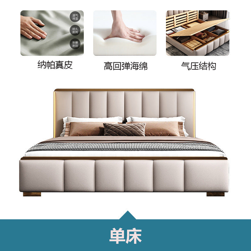 Italian light luxury master bedroom double bed ultra-thin bedside bed classy master bedroom bedroom for home storage princess wedding bed