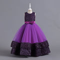 New arrival: sequined children's dress - perfect for girls! featuring a bow accent, this princess-style dress is ideal for flower girls, high-end piano performances, and special occasions