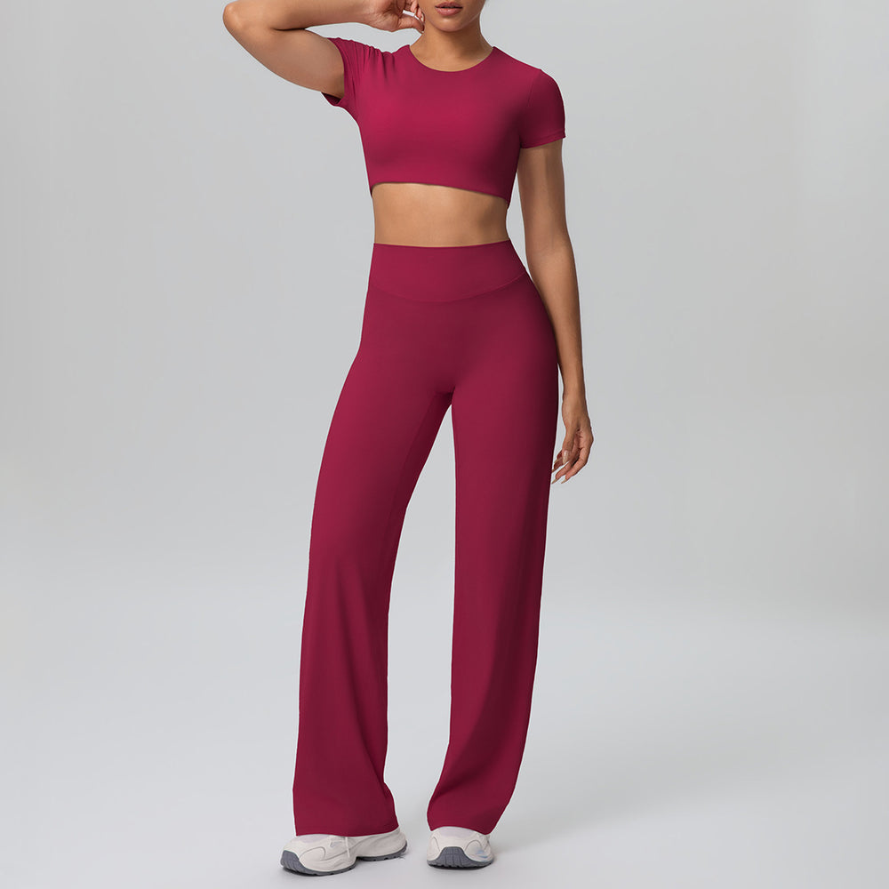 Cloud-feel quick-dry cropped tank top with built-in bra yoga set - women's two-piece outfit for outdoor leisure, running, sports, and fitness