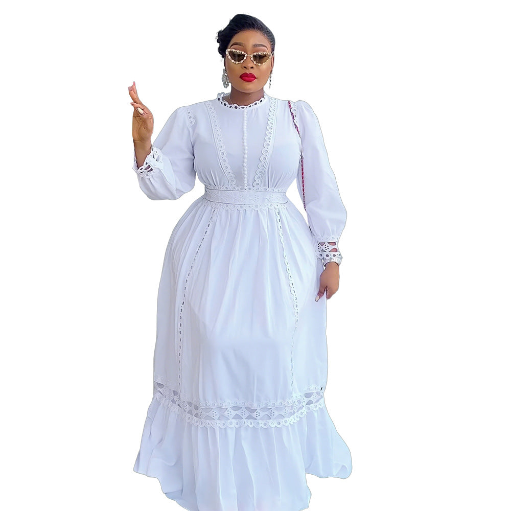 African plus size women's clothing   foreign trade cross-border maxi dress european and american elegant long dress skirt