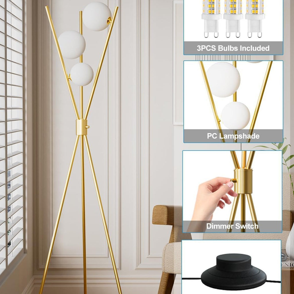Cross-border hot-selling tripod floor lamp simple living room standing lamp bedroom study floor lamp creative lamps can be customized