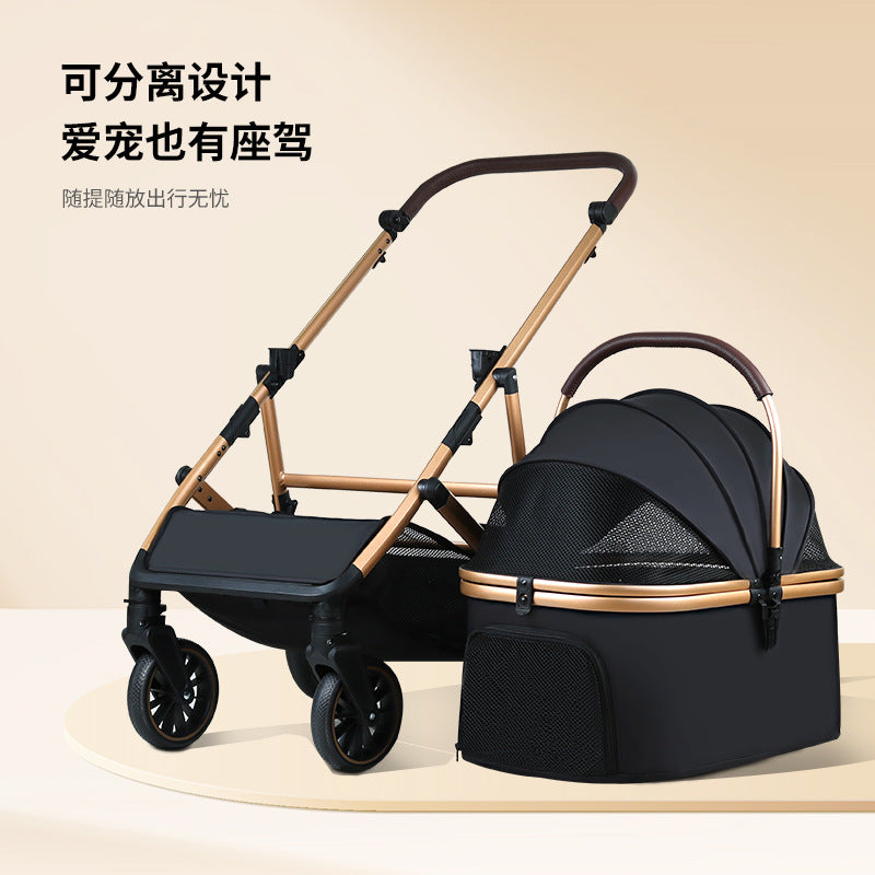 Pet stroller - lightweight, foldable, detachable, for dogs and cats - outdoor pet pushchair, adjustable height, large capacity