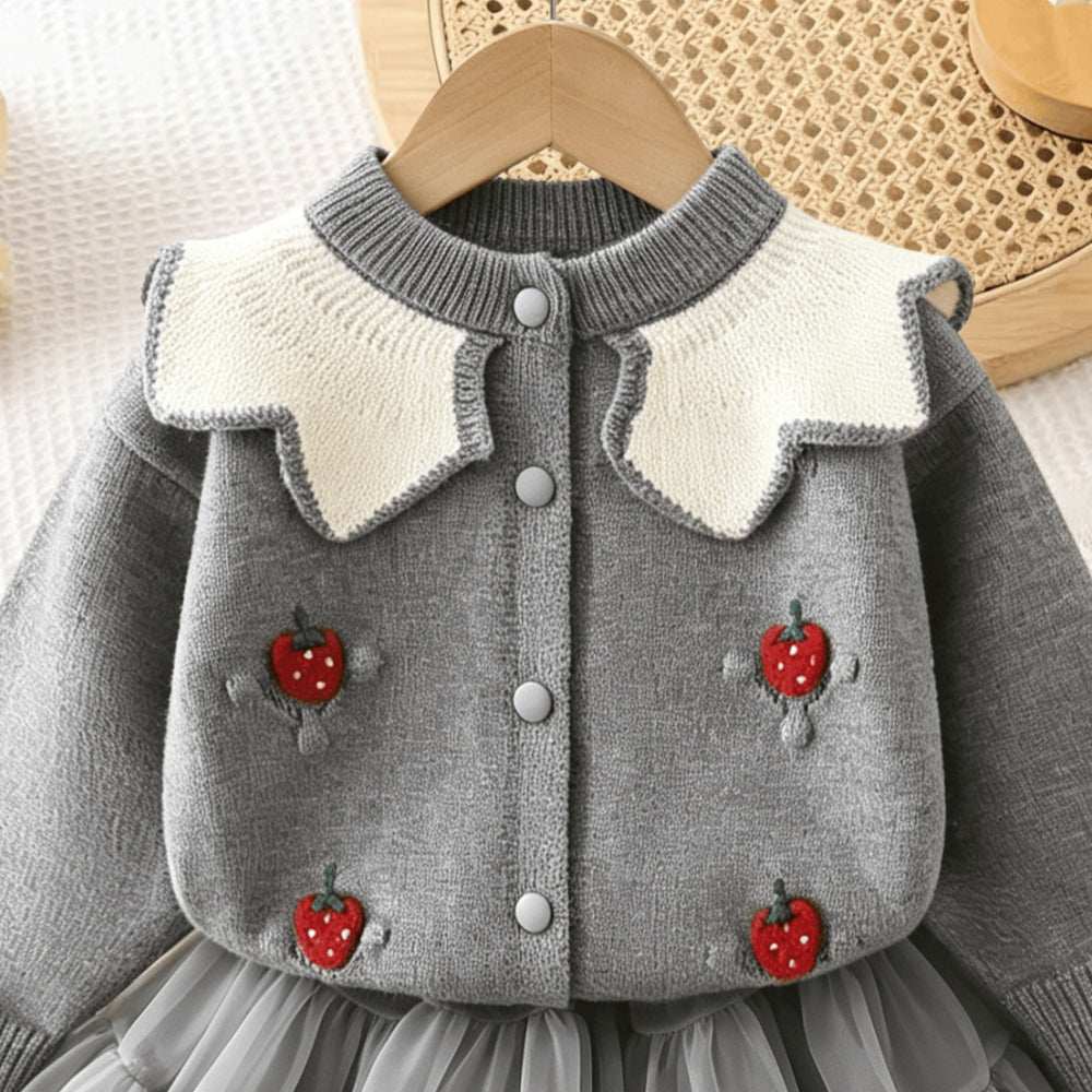 Girls' school uniform set: new autumn/winter style with large collar sweater and plaid skirt - trendy two-piece jk uniform for kids
