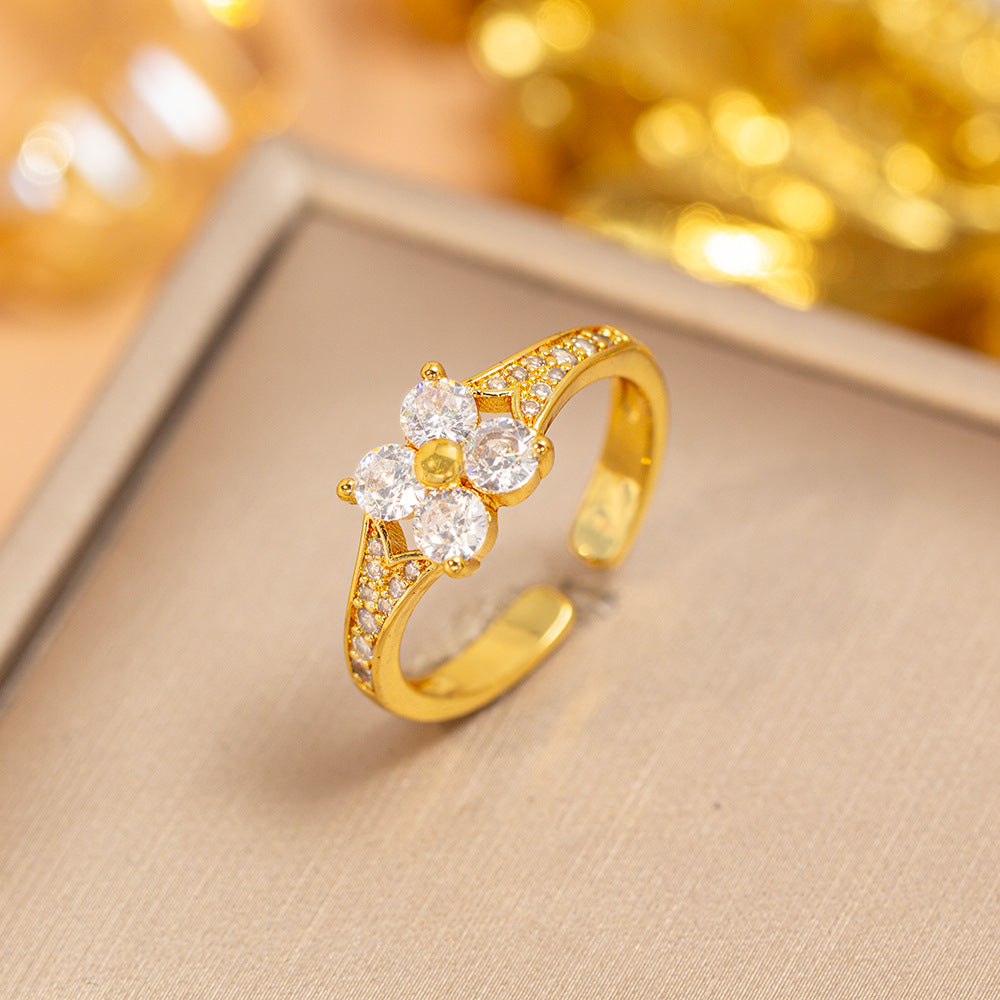 hot-selling design, full of diamonds, inlaid with zircons, exquisite women's openable adjustable rings, popular fashion accessories