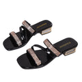 2026 new slippers: european and american rhinestone fashion square toe thong sandals, casual outdoor wear, plus size low heel slides