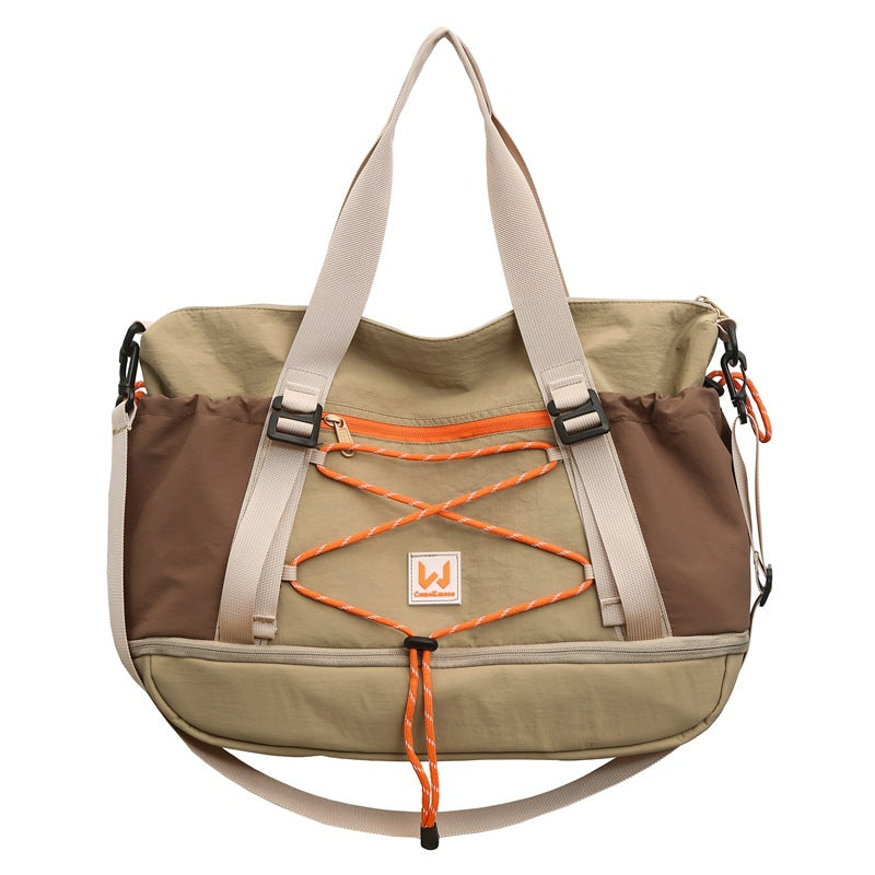 Cross-border 2025 new lightweight shoulder bag men's and women's large-capacity solid color handbag outdoor sports Oxford cloth backpack
