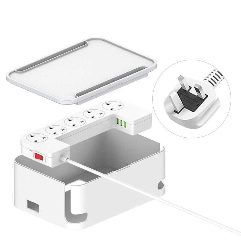 Lidenuo USB porous fast charging socket storage box with wireless charging, multi-functional 5-position socket board storage box 2 meters