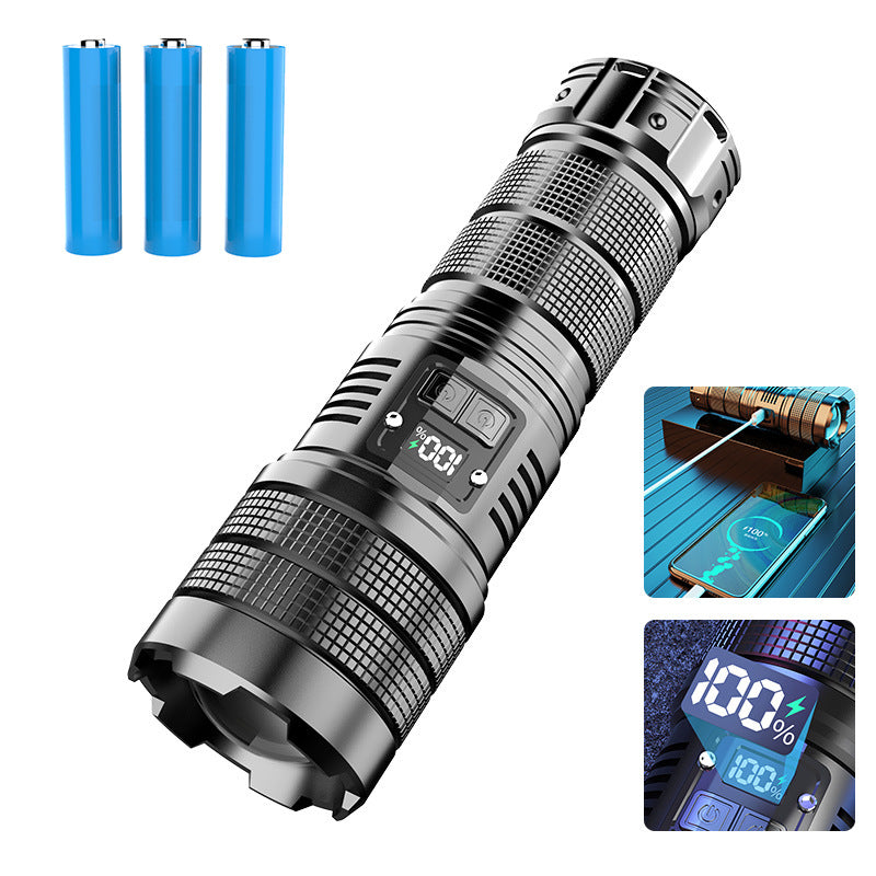 Internet celebrity small steel cannon strong light flashlight charging bright portable, multifunctional white laser led flashlight work lighting