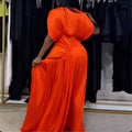 European and american cross-border women's fashion:  spring new arrival - elegant tie-waist ruched long sleeve solid color dress