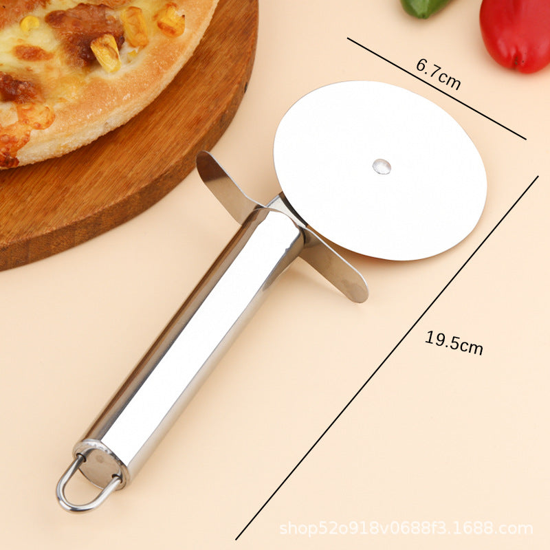 Ready-to-ship stainless steel single-wheel pizza cutter, baking scalloped rolling wheel cutter, double-wheel cutting knife, kitchen pizza shovel, cake shovel