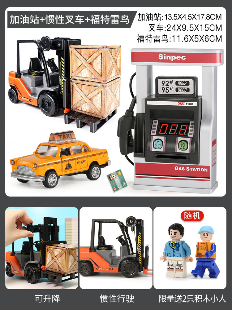 Kids' gas station toy model - realistic miniature cars - early education & pretend play for boys & babies - birthday gift
