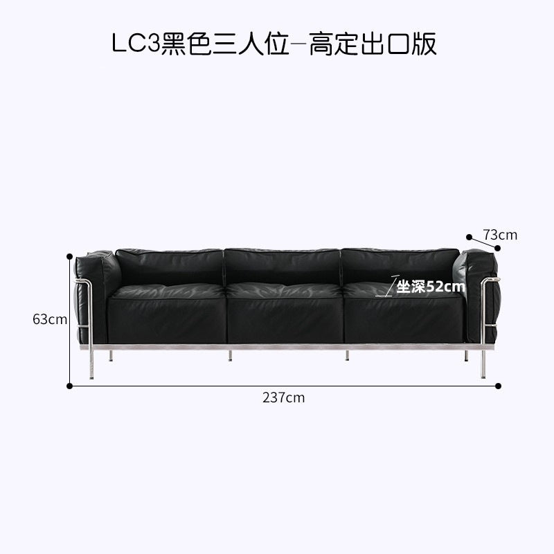 Le corbusier italian lc3 genuine leather sofa casual medieval straight row sofa black oil wax leather sofa