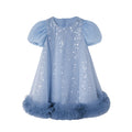 Girls' sleeveless sundress - new summer  collection: mesh "frozen" style dress with puff sleeves - perfect for parties and special occasions