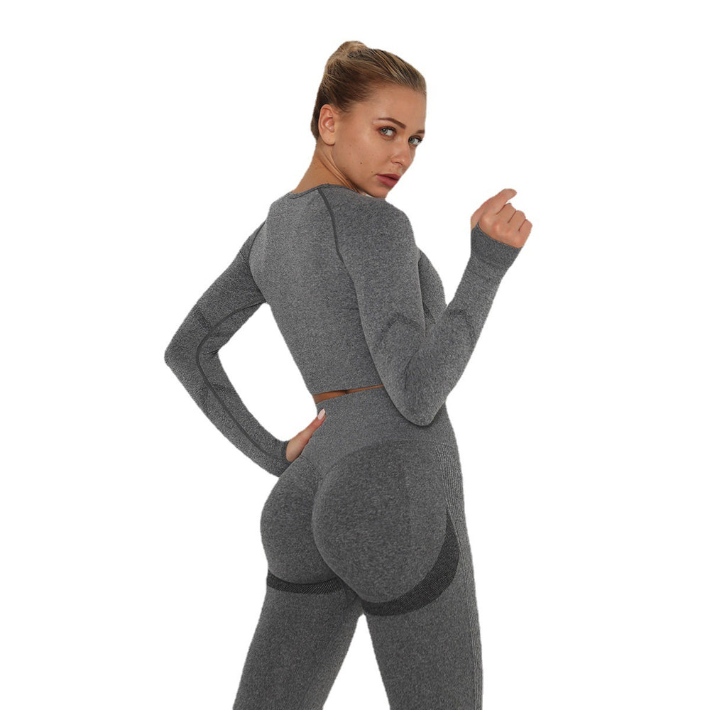 Clearance: european and american influencer-style seamless yoga top - long sleeve, high-stretch, ruched body shaper, long sleeve fitness yoga top