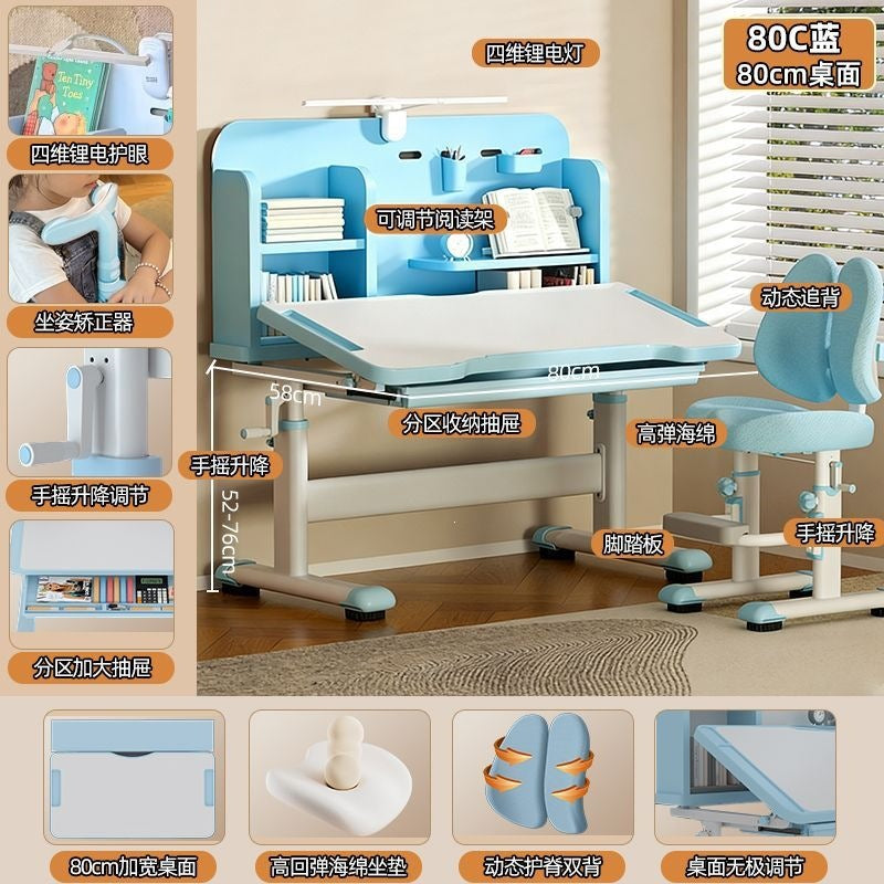 Children's study desk - adjustable height writing desk set for kids, students, and home use - perfect for homework and schoolwork