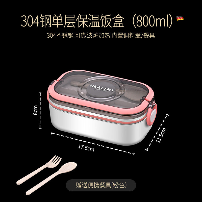 304 stainless steel multi-layer fresh-keeping bento box, portable lunch box for office workers, can be heated in microwave oven and insulated lunch box
