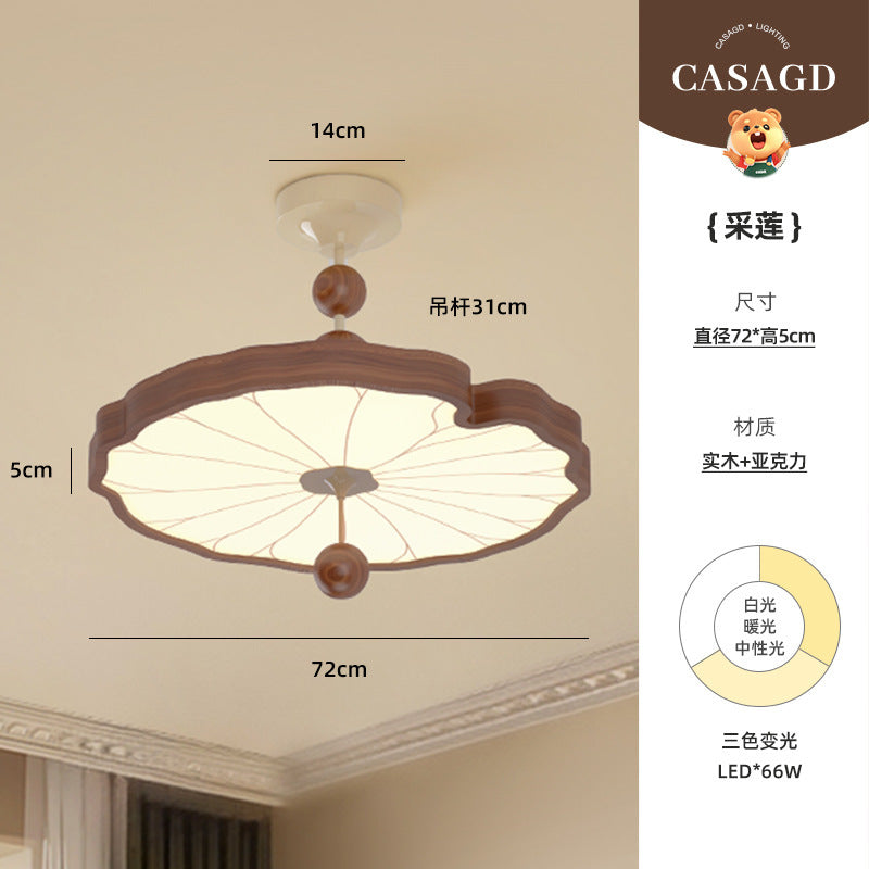 French bedroom retro Song Dynasty aesthetics room lighting medieval atmosphere solid wood study dining room light lotus leaf chandelier