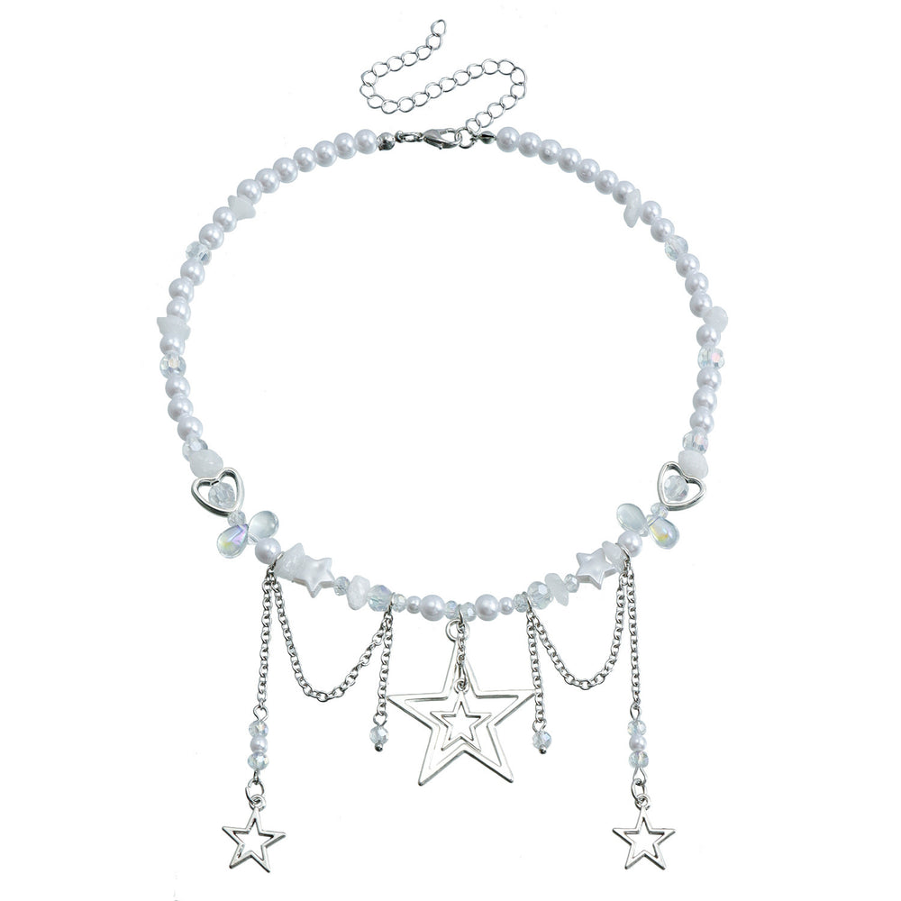 Pearl necklace wholesale fashion cross-border light luxury sense of design tassel necklace women's star multi-layer classy sense sweater chain