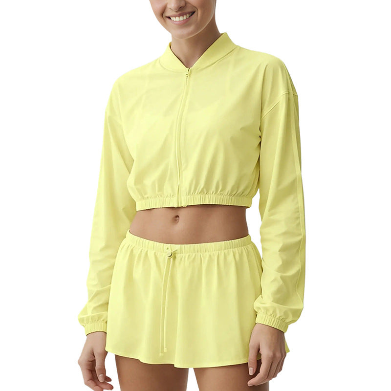 cool cloth sportswear casuallong sleevesfashion quick-drying tops short skirt zipper sun protection clothing breathable outwear summer