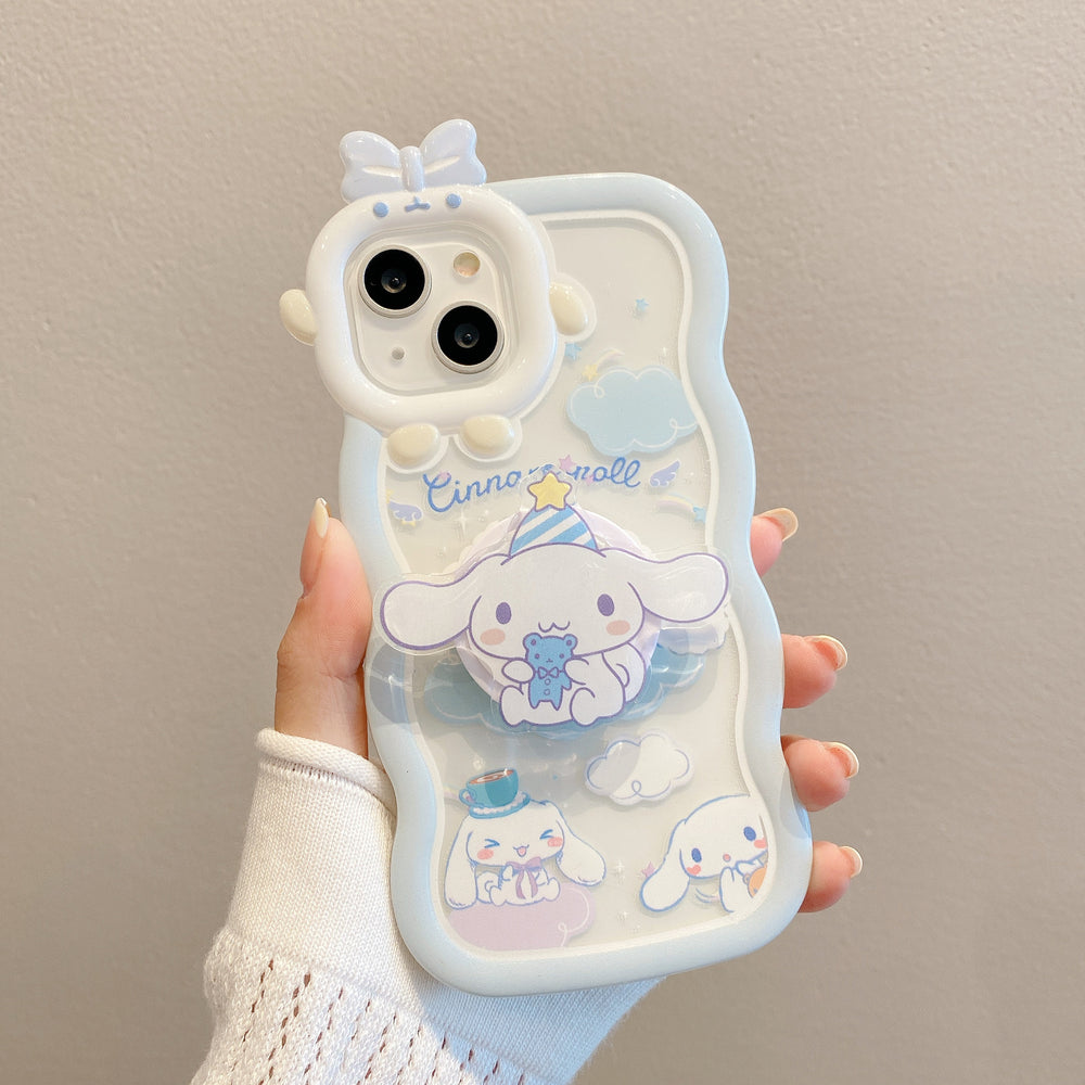 Wavy little monster case for apple iphone 16, iphone 12 pro cinnamoroll cartoon tpu glossy protective cover